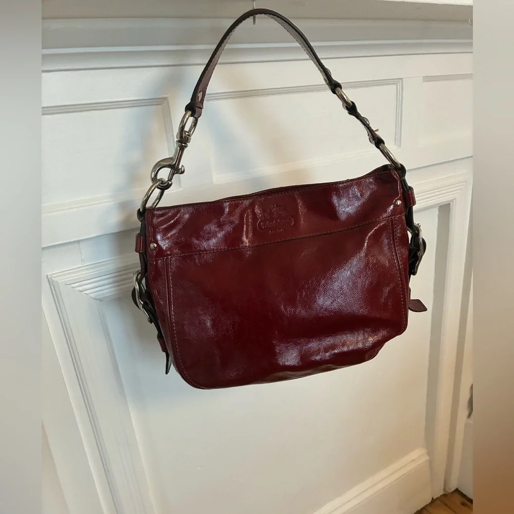 Coach Zoe Hobo Deep Red Leather Shoulder Bag - Picture 1 of 11